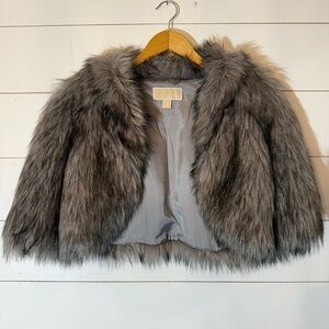 Michael Kors Cropped Faux Fur Cropped Jacket